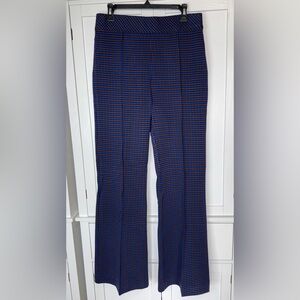 Spanx Perfect Pant Hi-Rise Flare XL Houndstooth Jacquard Blue Brown Stretch